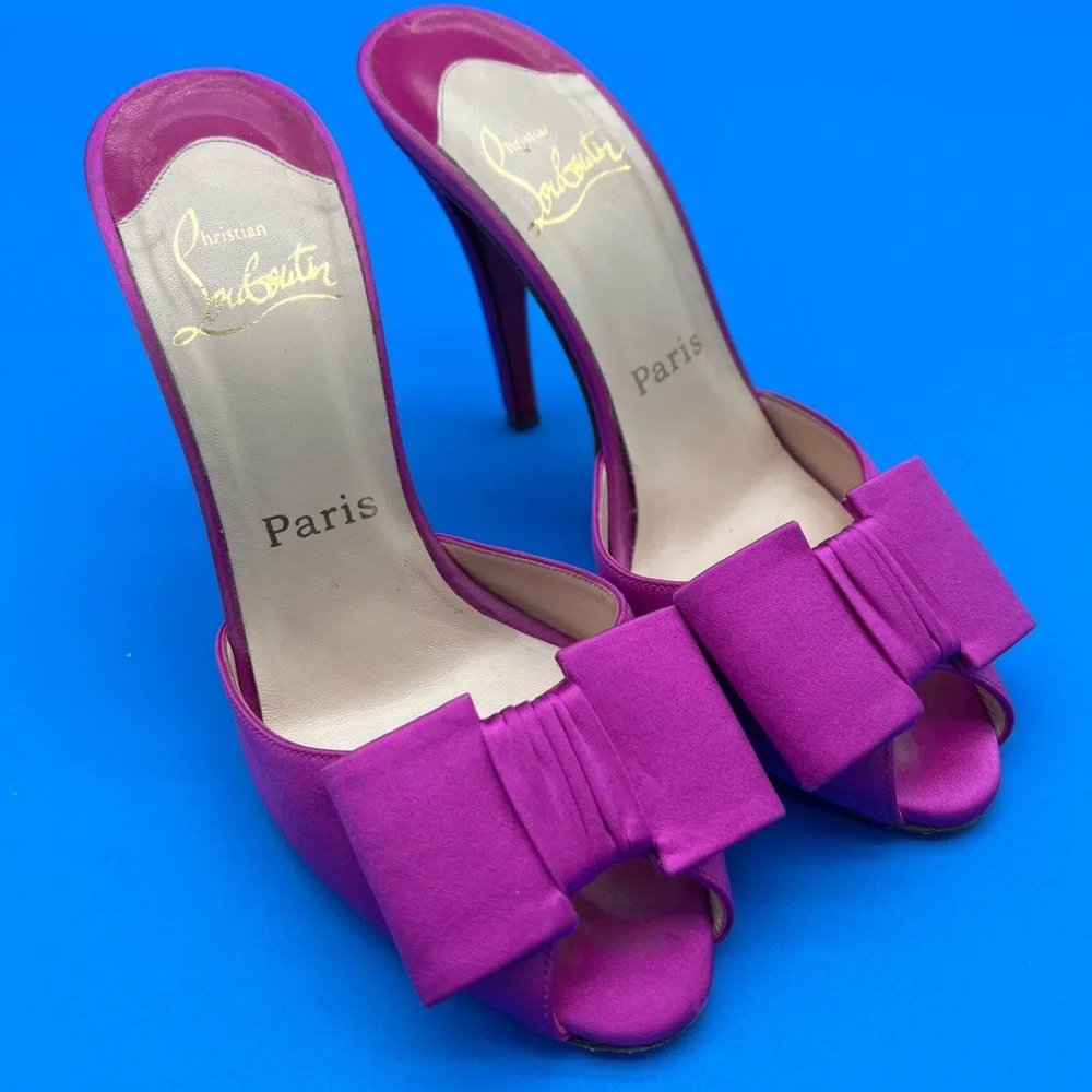 🔴🆑Authentic Christian Louboutin Women's Fuchsia Peep-Toe Heels🔴🆑 - Picture 1 of 8